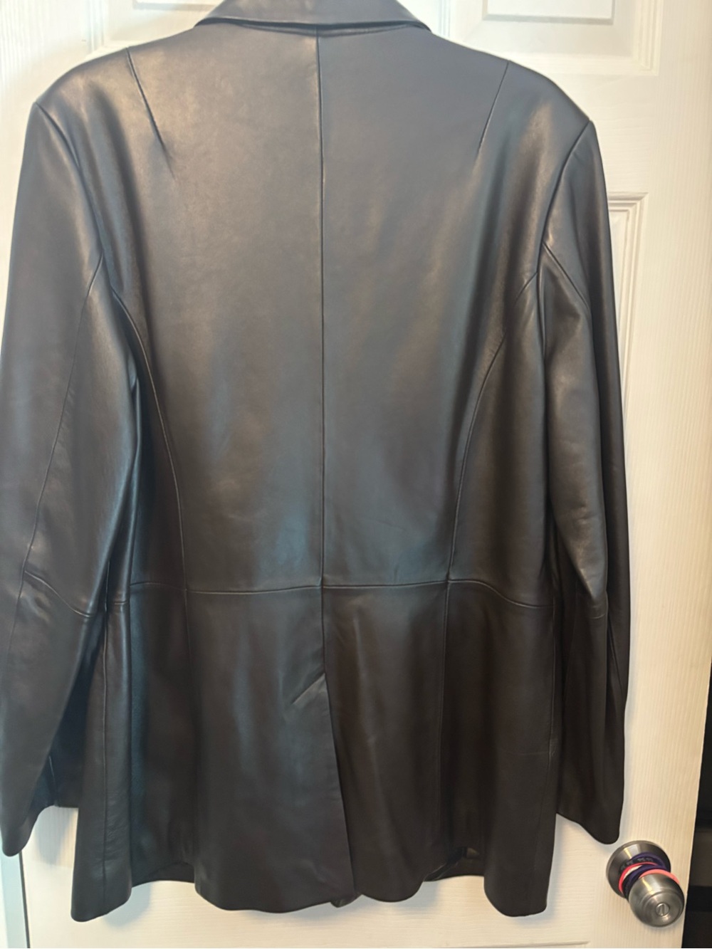Dark Brown Denim & Co Leather Blazer Jacket - Large - Picture 5 of 12